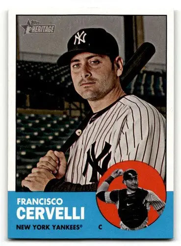 Original gloss of 2012 Topps Heritage Francisco Cervelli Yankees baseball card