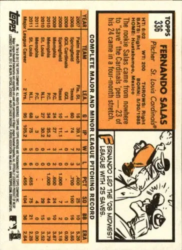 Original gloss of Fernando Salas baseball card from 2012 Topps Heritage series
