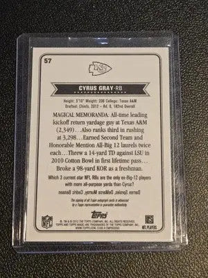 2012 Topps Magic #57 Cyrus Gray Autographs - Football Card Single
