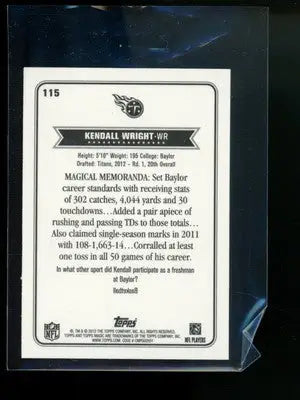 2012 Topps Magic Kendall Wright #115 Mini 23/50 RC Football