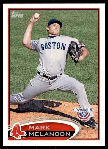 Original gloss Baseball trading card of Mark Melancon in Boston Red Sox Topps Opening Day