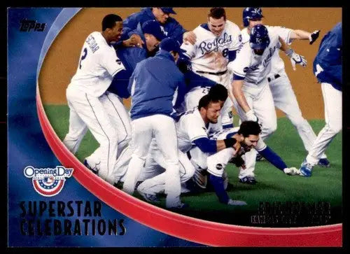 Baseball team celebration card from Topps Opening Day 2012 featuring Eric Hosmer