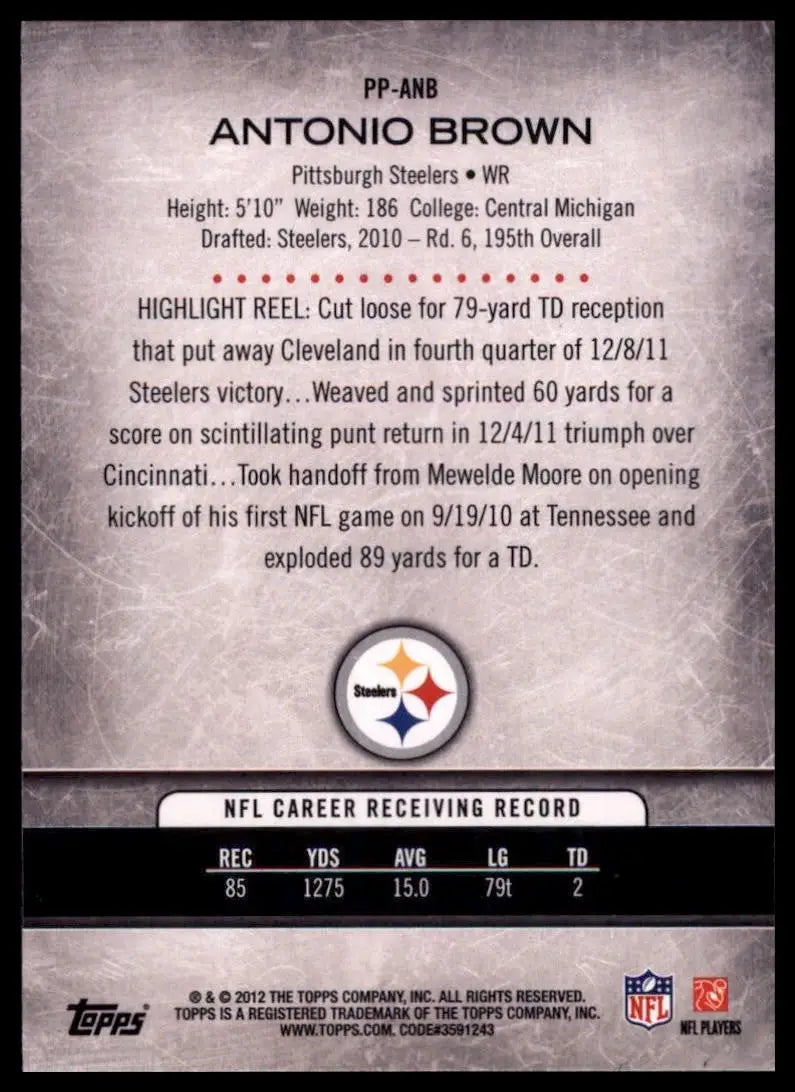 2012 Topps - Prolific Playmakers Antonio Brown #PP-ANB - Football Card Single