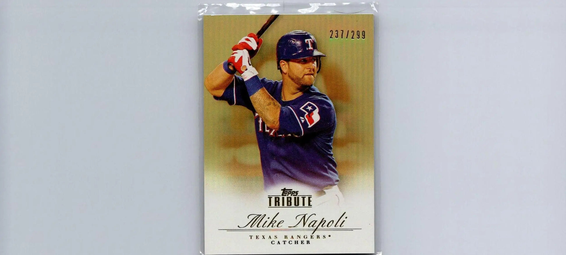 Mike Napoli baseball card from 2012 Topps Tribute Bronze #/299 collectible item