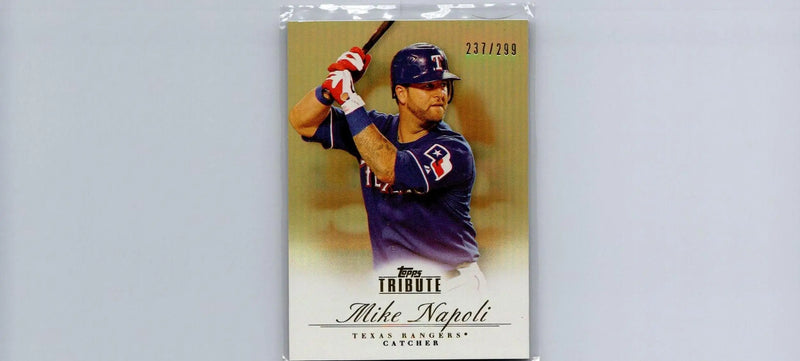 Mike Napoli baseball card from 2012 Topps Tribute Bronze #/299 collectible item