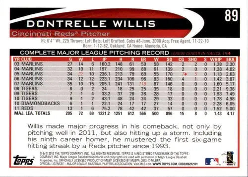 2012 Topps Wal-Mart Blue Border #89 Dontrelle Willis NM-MT Reds ID:73295 - Baseball Card Single