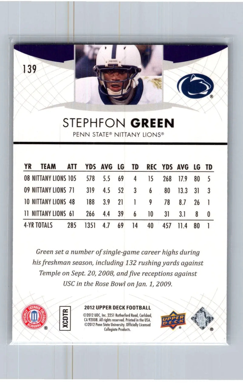 2012 Upper Deck #139 Stephfon Green Penn State Nittany Lions - Football Card Single