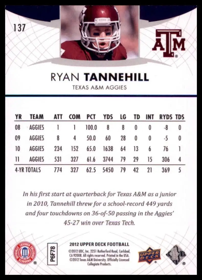2012 Upper Deck - Star Rookies Ryan Tannehill #137 (RC) - Football Card Single