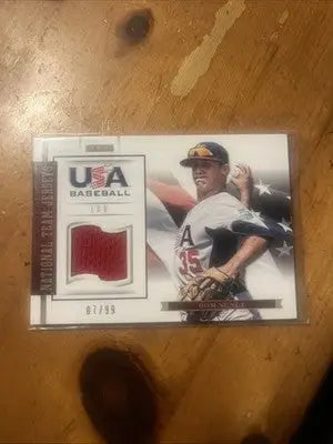 USA Baseball trading card featuring Dom Nunez jersey swatch from 2012 National Team