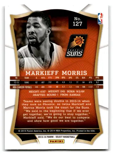 Panini Select Markieff Morris basketball card with original gloss from 2013-14 Suns series