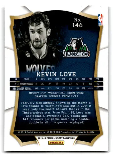 2013-14 Panini Select #146 Kevin Love EX/NM Timberwolves ID:67522 - Basketball Card Single