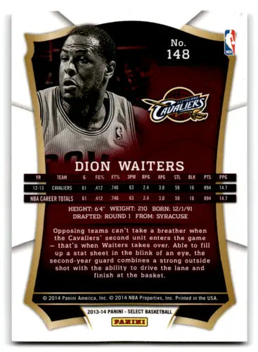 Original gloss Dion Waiters basketball card from Panini Select 2013-14 Cavaliers series