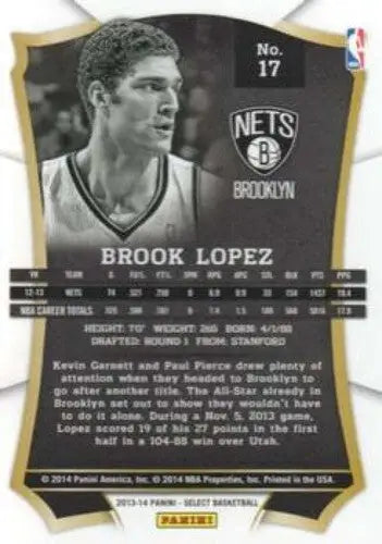 2013-14 Panini Select #17 Brook Lopez NM-MT Nets ID:58695 - Basketball Card Single
