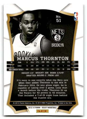 2013-14 Panini Select #51 Marcus Thornton EX/NM Nets ID:67558 - Basketball Card Single