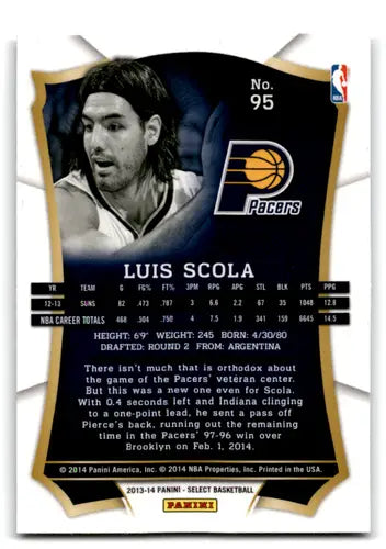 Luis Scola basketball card from Panini Select 2013-14 with original gloss Pacers