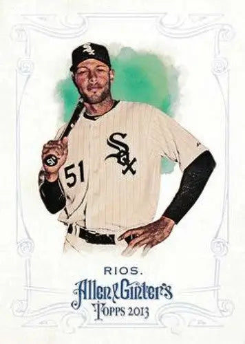 2013 Allen and Ginter Alex Rios baseball card with original gloss and Simply Sandoval design
