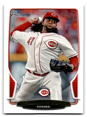 Original gloss baseball card of Johnny Cueto NM-MT from 2013 Bowman Reds