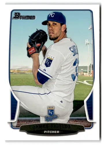 Original gloss baseball card featuring James Shields pitcher from 2013 Bowman Royals