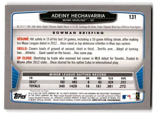 2013 Bowman #131 Adeiny Hechavarria NM-MT Marlins ID:70765 - Baseball Card Single