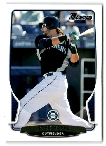 Original gloss baseball card of Mike Morse NM-MT from 2013 Bowman Mariners