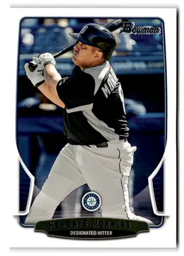 Original gloss baseball trading card of Kendrys Morales in batting stance NM-MT