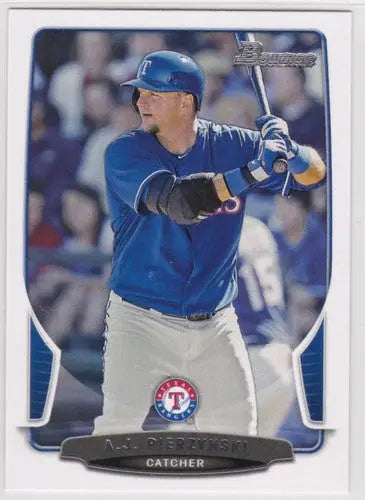Baseball card featuring A.J. Pierzynski NM-MT Rangers from 2013 Bowman