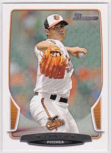 2013 Bowman Wei-Yin Chen baseball card original gloss Chen NM-MT Orioles ID 71679