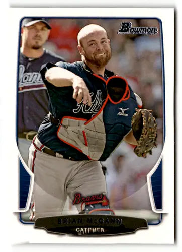 Original gloss baseball card featuring Brian McCann from 2013 Bowman series