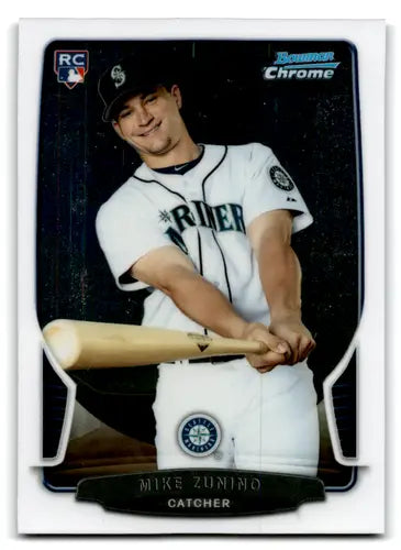 Original gloss Bowman Chrome Mike Zunino baseball card from 2013 Mariners rookie series