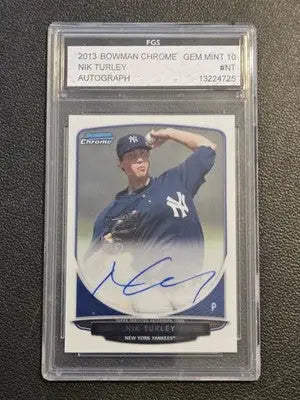2013 Bowman Chrome #BCA-NT Nik Turley Prospects Autographs FGS 10 - Baseball Card Single