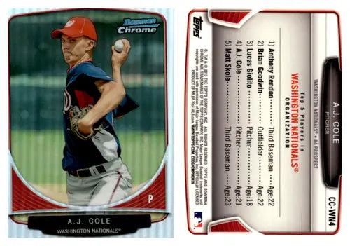 2013 Bowman Chrome Cream of the Crop Mini Refractors #WN4 A.J. Cole NM- ID:45402 - Baseball Card Single