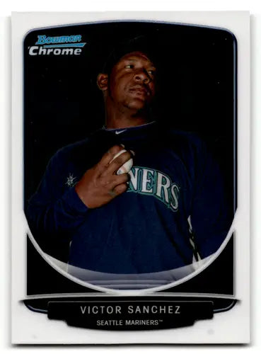 Baseball card featuring Victor Sanchez of the Seattle Mariners from Bowman Chrome BCP104 Victor Sanchez