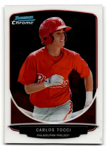 Original gloss Bowman Chrome Prospects BCP165 Carlos Tocci baseball card front view