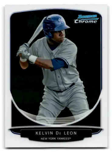 2013 Bowman Chrome Prospects Kelvin De Leon baseball card Yankees NM-MT chrome prospects image