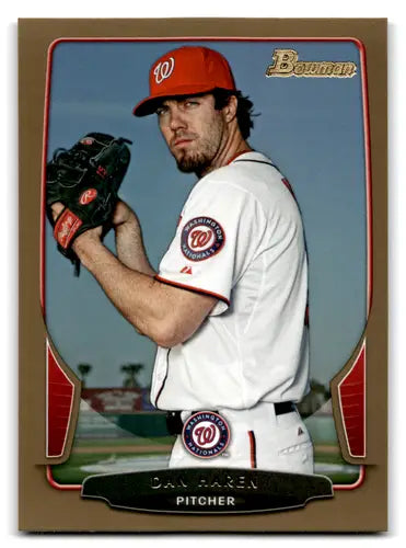 Original gloss Bowman Gold Dan Haren baseball card from 2013 Nationals collection