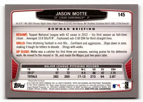 2013 Bowman Hometown #145 Jason Motte NM-MT Cardinals ID:52038 - Baseball Card Single