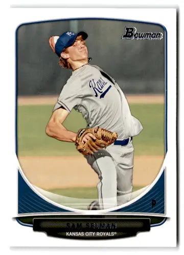 Original gloss of 2013 Bowman Prospects BP110 Sam Selman baseball card Royals ID 73035