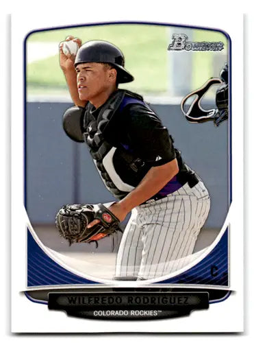 Baseball card showing BP58 Wilfredo Rodriguez from Bowman Prospects series