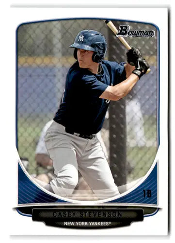 Original gloss baseball card featuring Casey Stevenson Bowman Prospects Yankees 2013