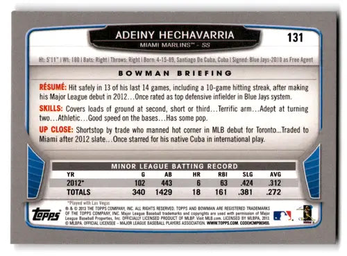 2013 Bowman Silver Ice #131 Adeiny Hechavarria NM-MT Marlins ID:70764 - Baseball Card Single