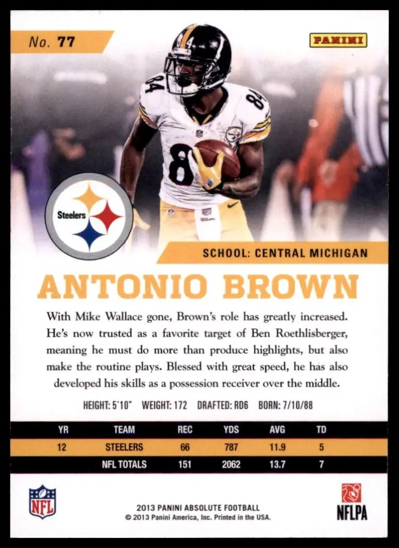 2013 Panini Absolute - Antonio Brown #77 Retail - Football Card Single