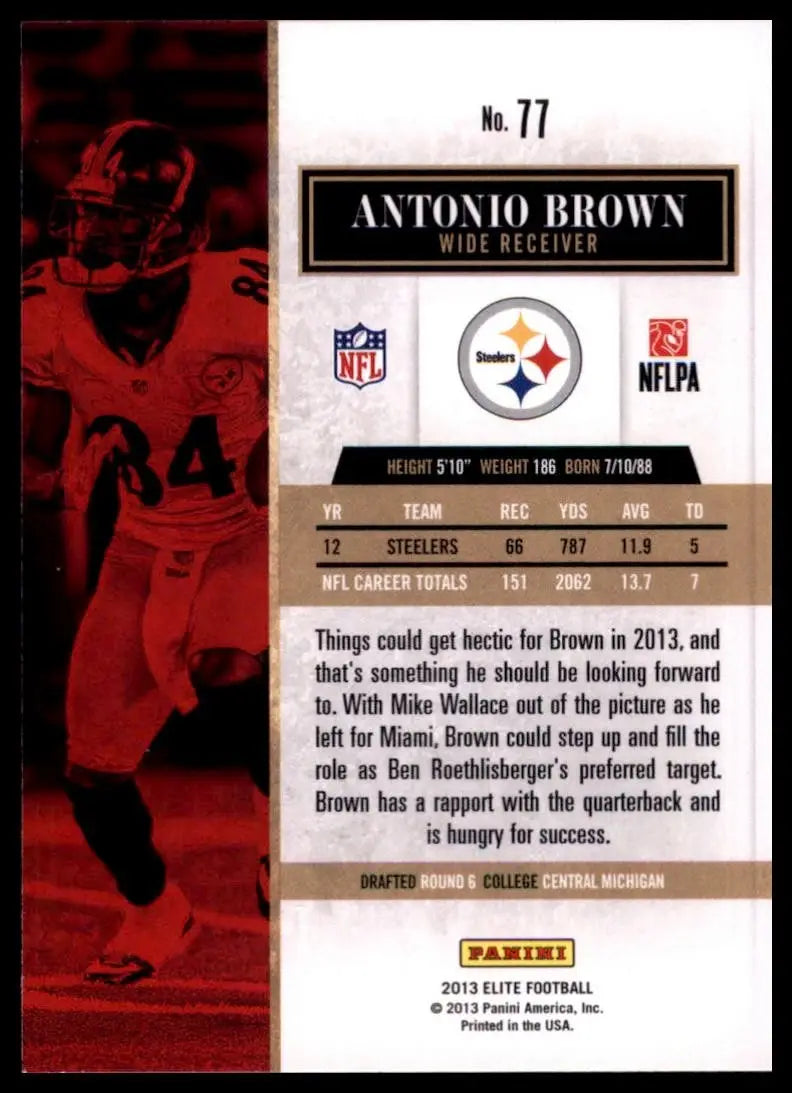 2013 Panini Elite - Antonio Brown #77 - Football Card Single