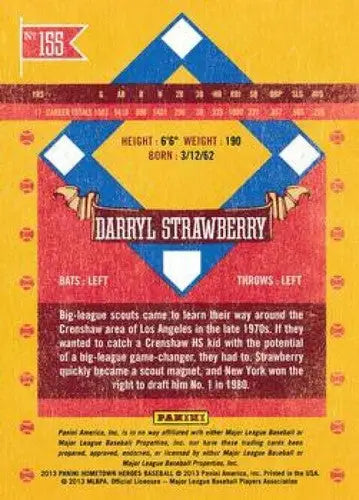 Darryl Strawberry baseball card from 2013 Panini Hometown Heroes Mets collection