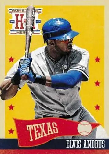 Original gloss Panini Hometown Heroes Elvis Andrus baseball card NYC Rangers NM-MT