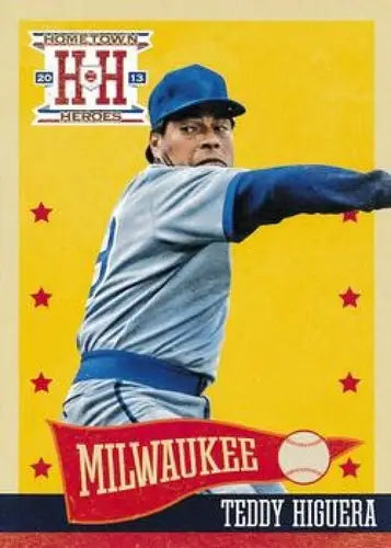 Original gloss baseball card from Panini Hometown Heroes series featuring Teddy Higuera
