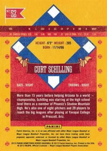 2013 Panini Hometown Heroes #52 Curt Schilling NM-MT Diamondbacks - Baseball Card Single