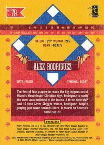 2013 Panini Hometown Heroes #79 Alex Rodriguez NM-MT Mariners ID:6742 - Baseball Card Single