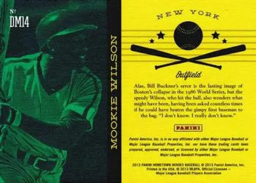 Original gloss Mookie Wilson baseball card from Panini Hometown Heroes collection