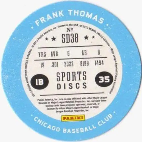 2013 Panini Hometown Heroes SportDiscs #38 Frank Thomas NM-MT White Sox ID:5938 - Baseball Card Single