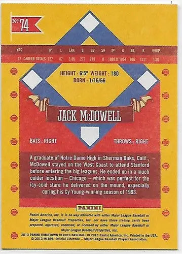 2013 Panini Hometown Heroes State Parallels #74 Jack McDowell NM-MT Whit ID:5965 - Baseball Card Single